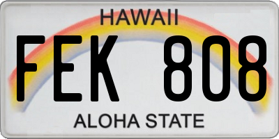 HI license plate FEK808