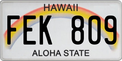 HI license plate FEK809