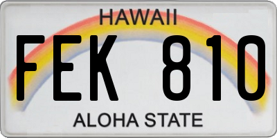 HI license plate FEK810