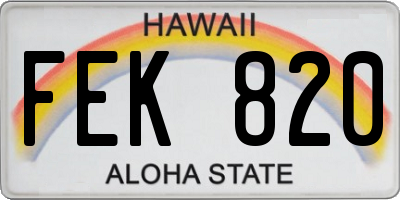 HI license plate FEK820