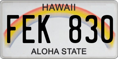 HI license plate FEK830
