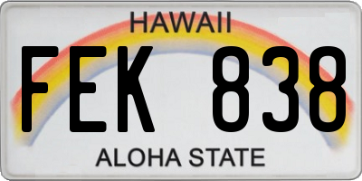 HI license plate FEK838
