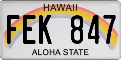 HI license plate FEK847