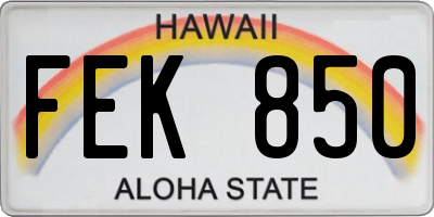 HI license plate FEK850