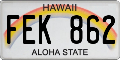 HI license plate FEK862