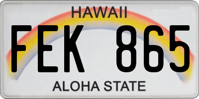 HI license plate FEK865