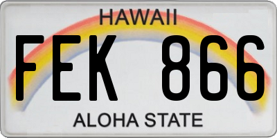 HI license plate FEK866