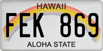 HI license plate FEK869