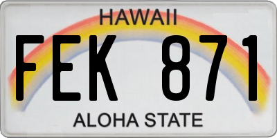 HI license plate FEK871