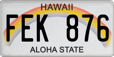 HI license plate FEK876