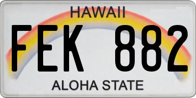 HI license plate FEK882