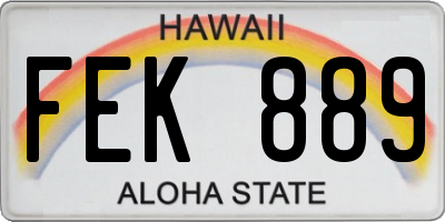 HI license plate FEK889