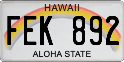 HI license plate FEK892