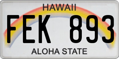 HI license plate FEK893
