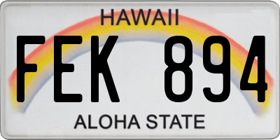 HI license plate FEK894