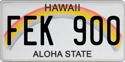 HI license plate FEK900