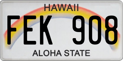 HI license plate FEK908