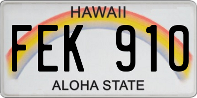 HI license plate FEK910