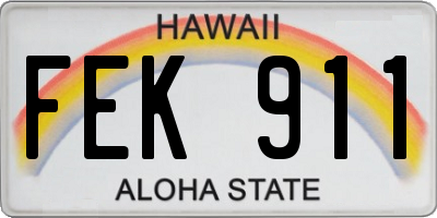 HI license plate FEK911
