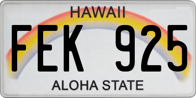 HI license plate FEK925