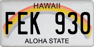 HI license plate FEK930