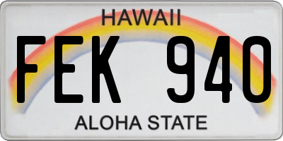 HI license plate FEK940