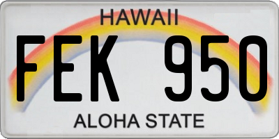HI license plate FEK950