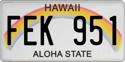 HI license plate FEK951
