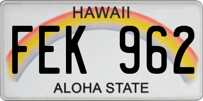 HI license plate FEK962