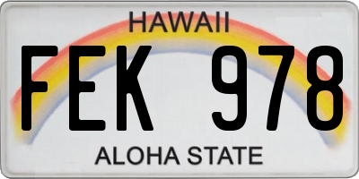HI license plate FEK978