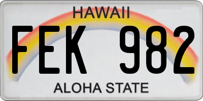 HI license plate FEK982