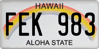 HI license plate FEK983
