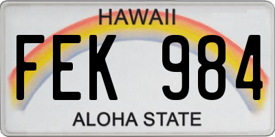 HI license plate FEK984