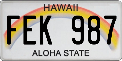 HI license plate FEK987
