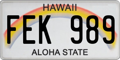HI license plate FEK989