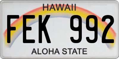 HI license plate FEK992