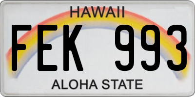HI license plate FEK993