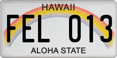 HI license plate FEL013
