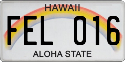 HI license plate FEL016