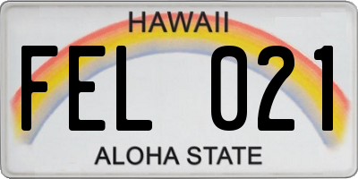 HI license plate FEL021