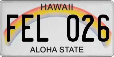 HI license plate FEL026