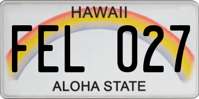 HI license plate FEL027