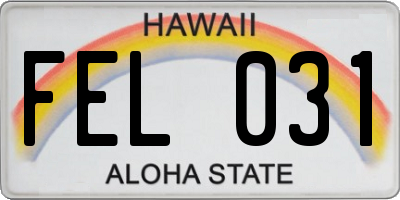 HI license plate FEL031