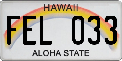 HI license plate FEL033