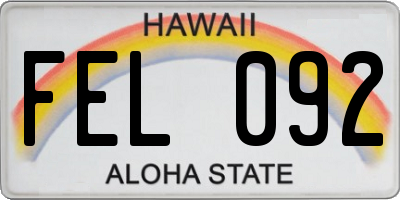 HI license plate FEL092
