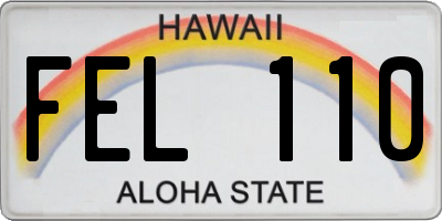 HI license plate FEL110