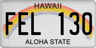 HI license plate FEL130