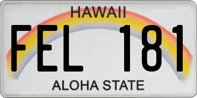 HI license plate FEL181