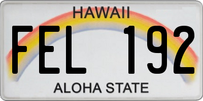 HI license plate FEL192