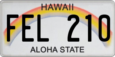 HI license plate FEL210